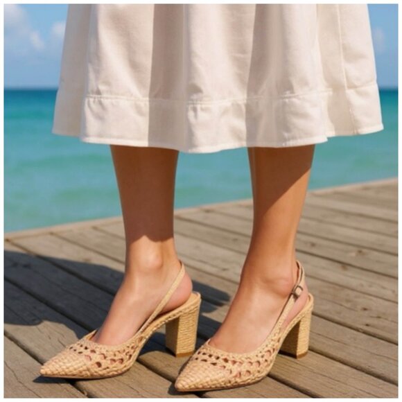 Marc Fisher • Zaiden Woven Slingback Pumps • Women’s 7.5 • Camel • With Box - Picture 4 of 6